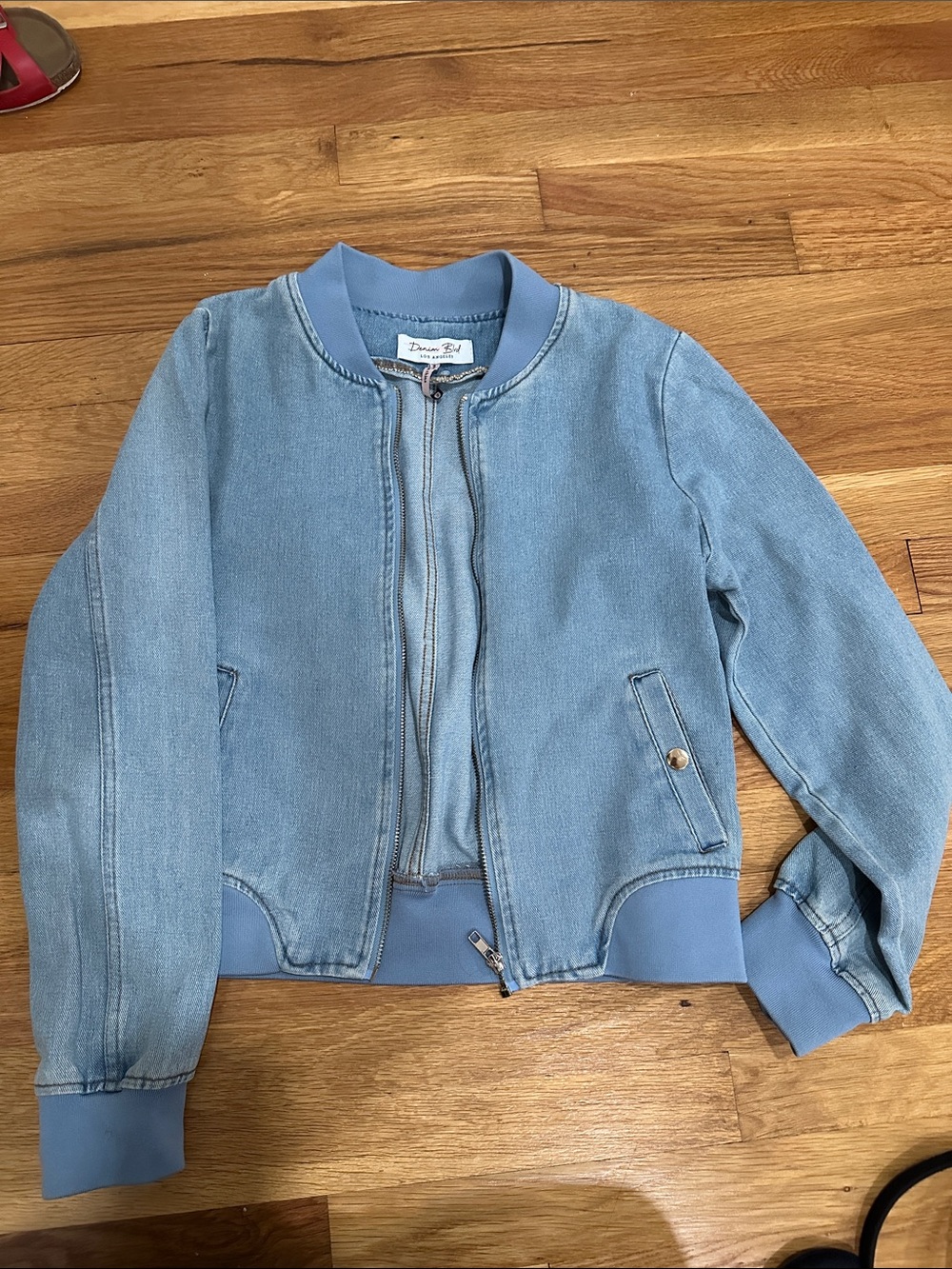Dana Buchman Light Blue Denim Bomber Jacket
